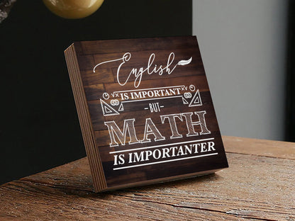 Math Teacher Gift Box - 4" or 6" Photo Block w/ Handwritten Card - Teacher Thank You Gift - Teacher Desk Frame - Funny Math - Shiner Photo