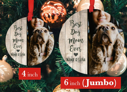 Personalized Best Dog Mom Ever Christmas Ornament - Shiner Photo