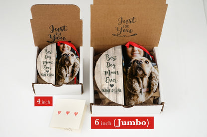 Personalized Best Dog Mom Ever Christmas Ornament - Shiner Photo