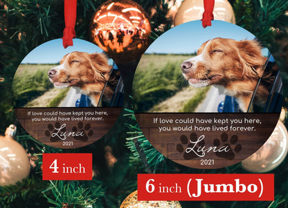 Dog Memorial Ornament with Photo, 4 or 6 inch Jumbo - Shiner Photo