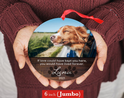 Dog Memorial Ornament with Photo, 4 or 6 inch Jumbo - Shiner Photo