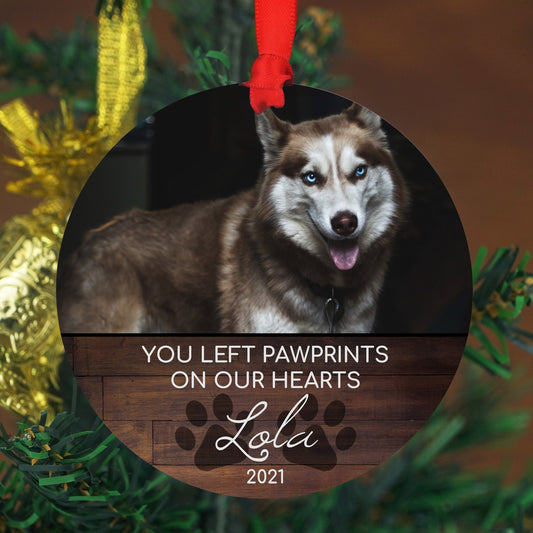 Personalized Pet Sympathy Gift - Christmas Photo Ornament - 4&quot; or 6 (JUMBO)&quot; - Personalized Christmas Ornament - Dog Memorial Photo