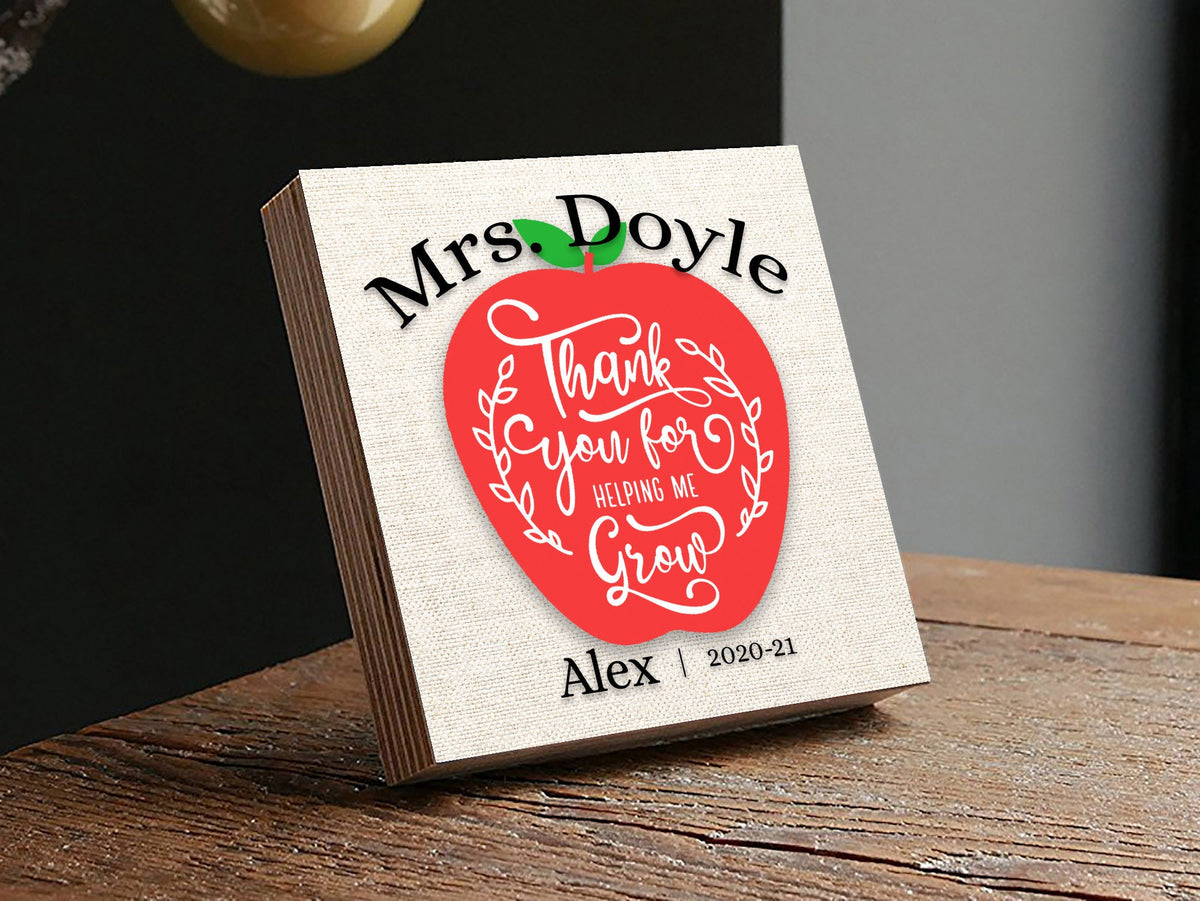 Personalized Teacher Appreciation Gift - 4" or 6" Photo Block w/ Handwritten Card - Thank You Gift - Teacher Desk Frame - Teachers Day GiftShinerDecor