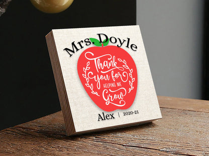 Personalized Teacher Appreciation Gift - 4" or 6" Photo Block w/ Handwritten Card - Thank You Gift - Teacher Desk Frame - Teachers Day GiftShinerDecor
