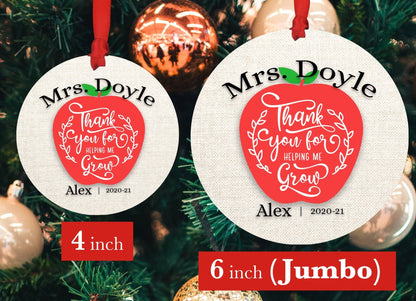 Personalized Teacher Appreciation Gift - 4" or 6" Ornament w/ Handwritten Card - Teacher Door Sign - Teachers Day Gift - Shiner Photo