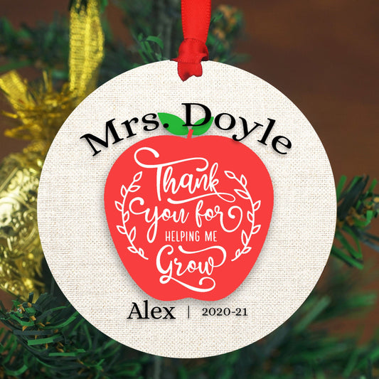 Personalized Teacher Appreciation Gift - 4" or 6" Ornament w/ Handwritten Card - Teacher Door Sign - Teachers Day Gift