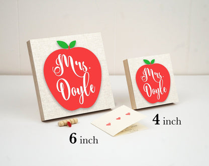 Personalized Teacher Desktop Name Sign - 4" or 6" Photo Block w/ Handwritten Card - Teacher Gifts Beginning of the Year - Teacher Desk Frame - Shiner Photo