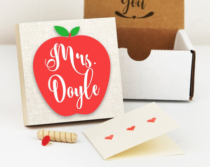 Personalized Teacher Desktop Name Sign - 4" or 6" Photo Block w/ Handwritten Card - Teacher Gifts Beginning of the Year - Teacher Desk Frame - Shiner Photo