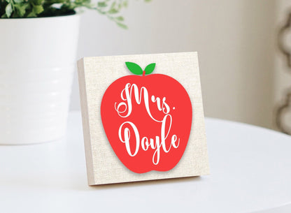 Personalized Teacher Desktop Name Sign - 4" or 6" Photo Block w/ Handwritten Card - Teacher Gifts Beginning of the Year - Teacher Desk Frame - Shiner Photo