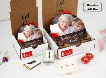Personalized Christmas Gift for Grandma - Christmas Photo Ornament - 4" or 6 (JUMBO)" - Personalized Christmas Ornament 2021 -Grandson GiftShinerDecor