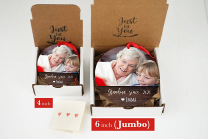 Personalized Christmas Gift for Grandma - Christmas Photo Ornament - 4" or 6 (JUMBO)" - Personalized Christmas Ornament 2021 -Grandson GiftShinerDecor