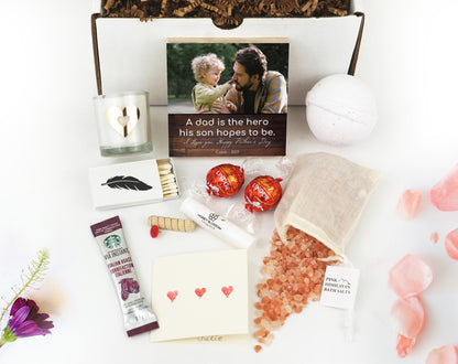 Personalized Father's Gift Frame - 4" or 6" Photo Block w/ Handwritten Card - Fathers Day Gift from Son -Personalized Gift for Dad Gift BoxShinerDecor
