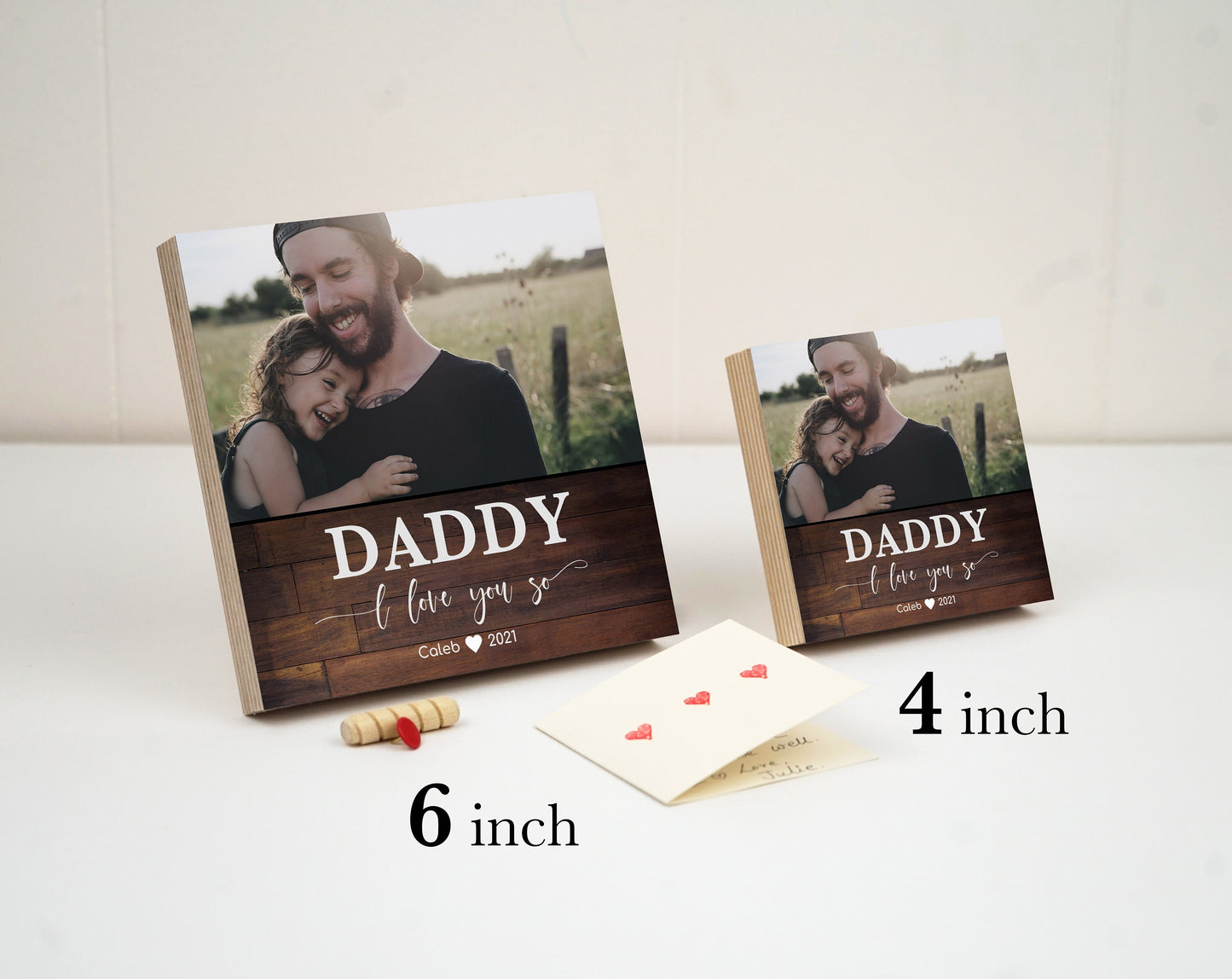 Personalized Father's Day Gift Frame  - 4" or 6" Photo Block w/ Handwritten Card - Fathers Day Gift from Son - Gift for Dad Gift Box