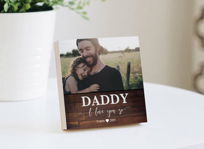Personalized Father's Day Gift Frame  - 4" or 6" Photo Block w/ Handwritten Card - Fathers Day Gift from Son - Gift for Dad Gift Box