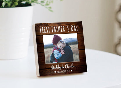 Personalized First Father's Day Gift Frame - 4" or 6" Photo Block w/ Handwritten Card - Fathers Day Gift from Daughter or SonShinerDecor