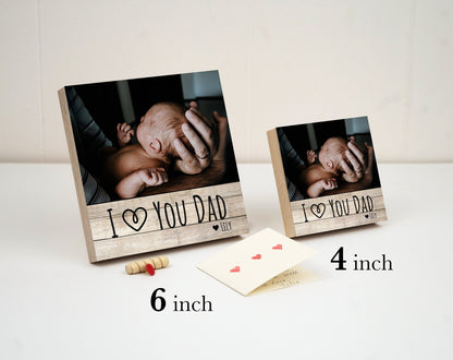 Personalized Father's Day Gift Frame - I Love You Daddy - 4" or 6" Photo Block w/ Handwritten Card - Fathers Day Gift from Daughter or SonShinerDecor