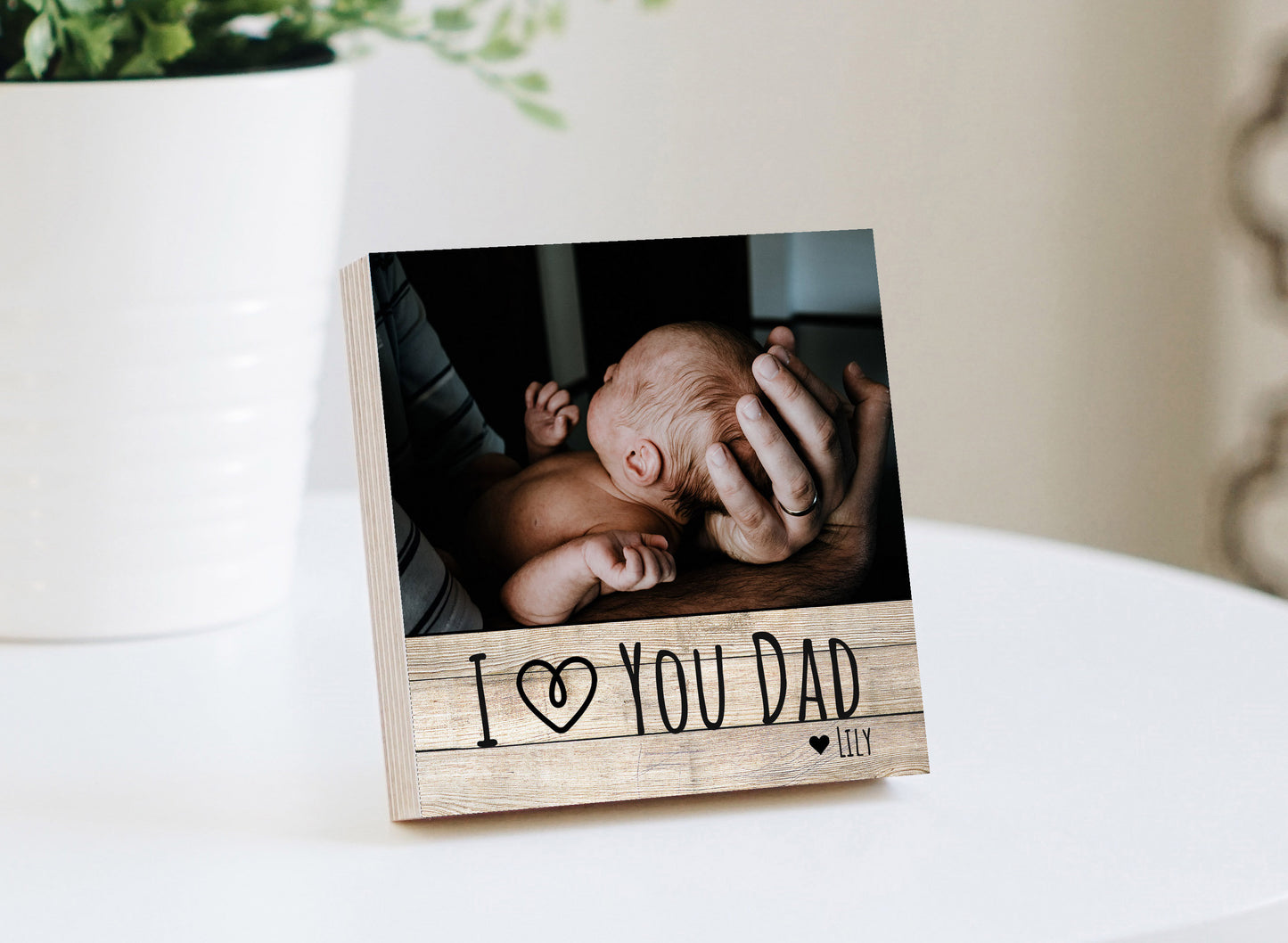 Personalized Father's Day Gift Frame  - I Love You Daddy - 4" or 6" Photo Block w/ Handwritten Card - Fathers Day Gift from Daughter or Son