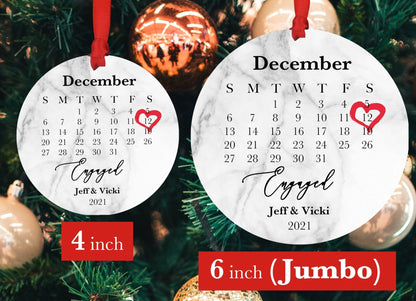 Personalized Engaged Ornament - Custom Ornament - 4" or 6" Wooden Christmas Ornament - Gift Box Options - Couple Ornament - Wedding Gift - Shiner Photo