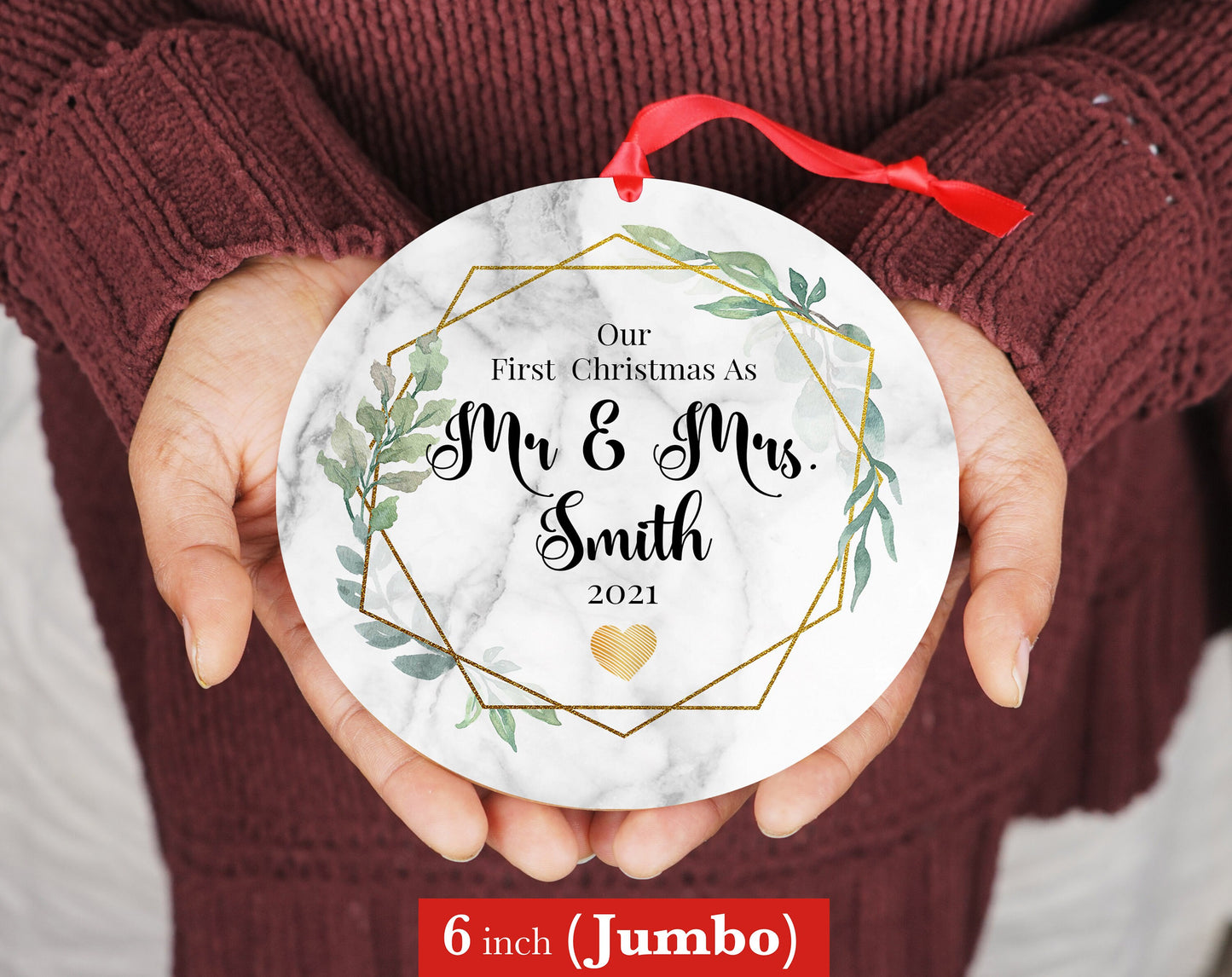 Personalized Engaged Ornament - Custom Photo Ornament - 4" or 6" - Christmas Ornament - Our First Christmas As - Couple Wedding Gift