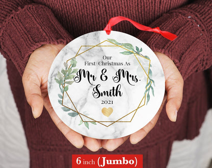 Personalized Engaged Ornament - Custom Photo Ornament - 4" or 6" - Christmas Ornament - Our First Christmas As - Couple Wedding Gift - Shiner Photo