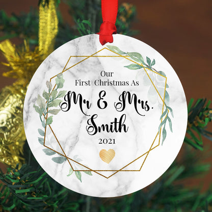 Personalized Engaged Ornament - Custom Photo Ornament - 4" or 6" - Christmas Ornament - Our First Christmas As - Couple Wedding Gift