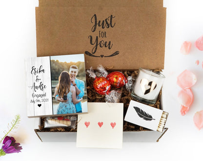 Personalized Engagement Photo 4" or 6" - Custom Engagement Photo Block, Wedding Photo Frame, Newly Engaged Gift for Couple, Couples Gift - Shiner Photo