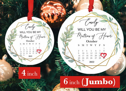 Personalized Engaged Ornament - Matron Of Honor - Custom Ornament - Engagement Announcement Calendar - Couples Ornament - Wedding Ornament - Shiner Photo