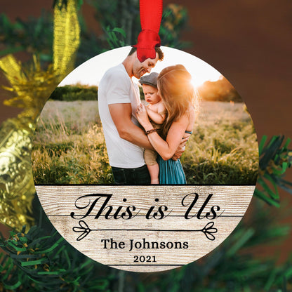 Personalized "This is Us" - 4" x 6" Wood Ornament - This Is Us Sign - Personalized Family Ornament - Family Photo Keepsake