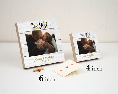 Personalized Engagement Photo - 4" or 6" - Custom Engagement Photo Block, Wedding Frame, Newly Engaged Gift for Couple - Proposal Gift BoxShinerDecor