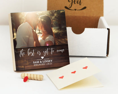 Personalized Engagement Frame Gift - Photo Block 4" or 6" - Custom Engagement Gift For Couple, Gift for Newly Engaged - Shiner Photo