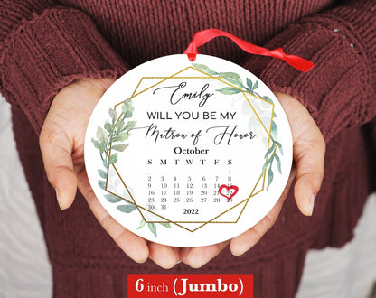 Personalized Engaged Ornament - Matron Of Honor - Custom Ornament - Engagement Announcement Calendar - Couples Ornament - Wedding Ornament - Shiner Photo
