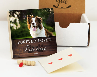 "Forever Loved" Dog Memorial Photo Block, Personalized - Shiner Photo