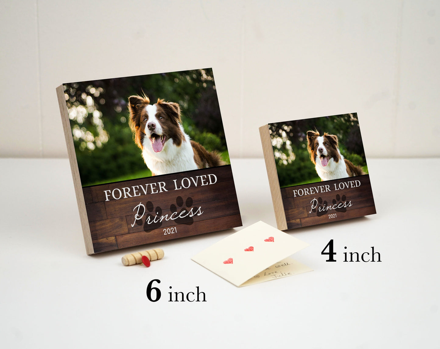 Personalized Pet Memorial Printed 4" or 6" - Wood Photo Block - Dog Loss Gift - Dog Memorial Frame - Pet Loss - Pet Memorial - Forever Loved