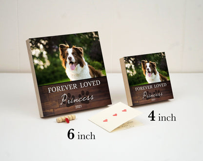 "Forever Loved" Dog Memorial Photo Block, Personalized - Shiner Photo