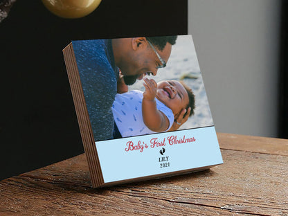 Personalized Baby's First Christmas Frame - 4" or 6" Photo Block - New Baby Gift - Gifts for Baby - Newborn Gifts - Baby Gifts - Shiner Photo