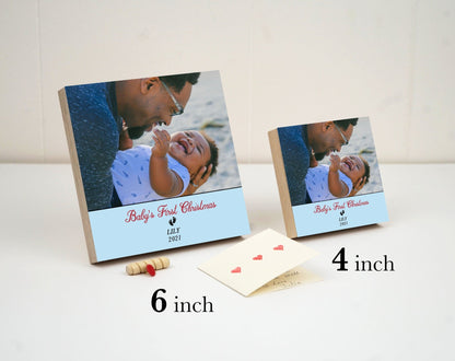 Personalized Baby's First Christmas Frame - 4" or 6" Photo Block - New Baby Gift - Gifts for Baby - Newborn Gifts - Baby Gifts - Shiner Photo
