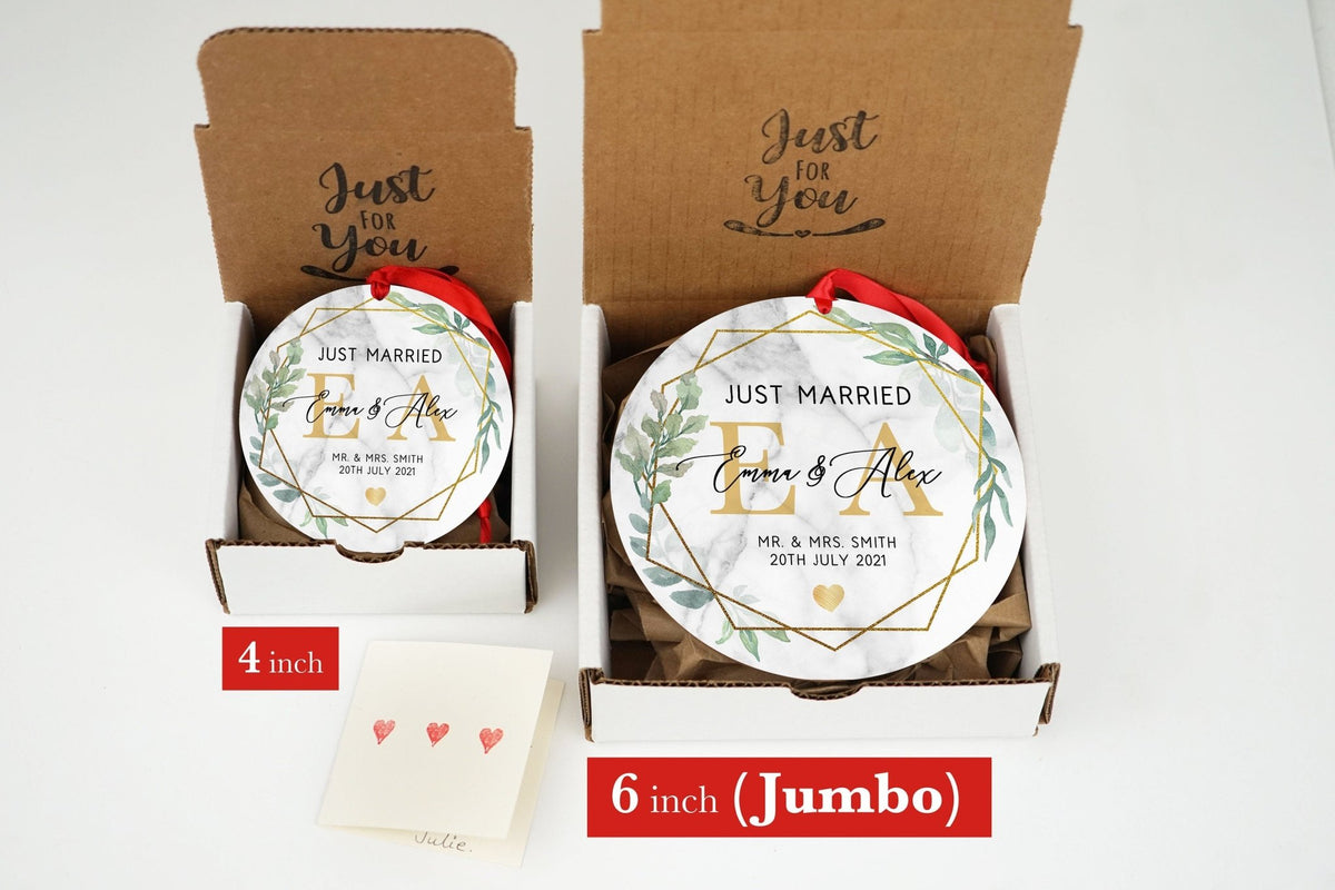 Personalized First Christmas Ornament - Custom Photo Ornament - 4" or 6" - Just Married - Our First Christmas As - Couple Wedding Gift - Shiner Photo