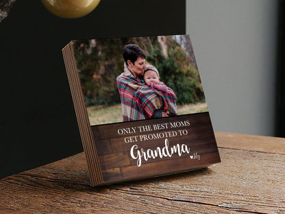 Personalized Gift for Grandma - 4" or 6" Photo Block - Only The Best Moms Get Promoted to Grandma Quote - Pregnancy Announcement Expecting - Shiner Photo