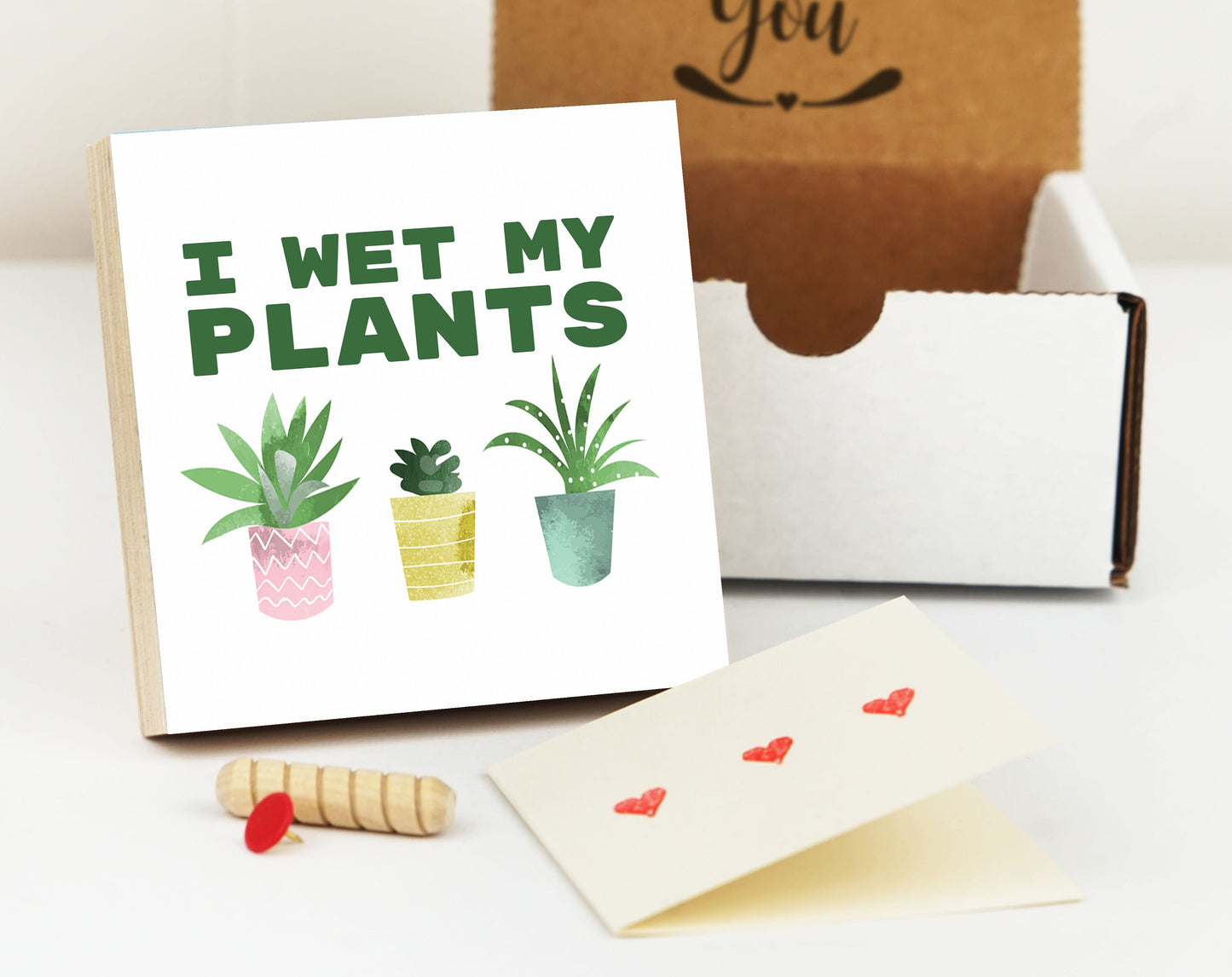 Plant Mom Gift - "I Wet My Plants" - 4" or 6" Photo Block - Best Friend Gift - Plant Mom Gift Box - Plant Mom Decor - Funny Birthday Gift