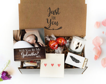 Personalized Gift for Godmother - 4" or 6" Photo Block - Godparent Keepsake - Godmother Proposal - Godparents Godfather Thank you - Shiner Photo