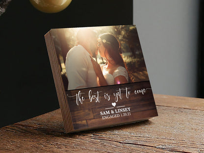 Personalized Engagement Frame Gift - Photo Block 4" or 6" - Custom Engagement Gift For Couple, Gift for Newly Engaged - Shiner Photo