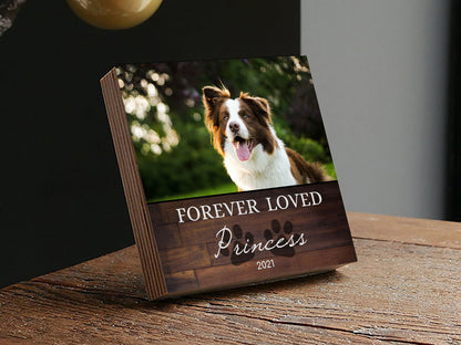 "Forever Loved" Dog Memorial Photo Block, Personalized - Shiner Photo