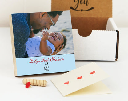 Personalized Baby's First Christmas Frame - 4" or 6" Photo Block - New Baby Gift - Gifts for Baby - Newborn Gifts - Baby Gifts - Shiner Photo