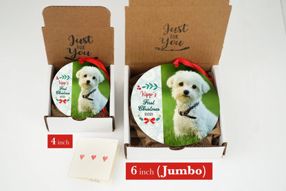Personalized Dog's First Christmas Ornament (Jumbo) - Shiner Photo