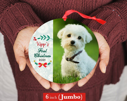 Personalized Dog's First Christmas Ornament (Jumbo) - Shiner Photo