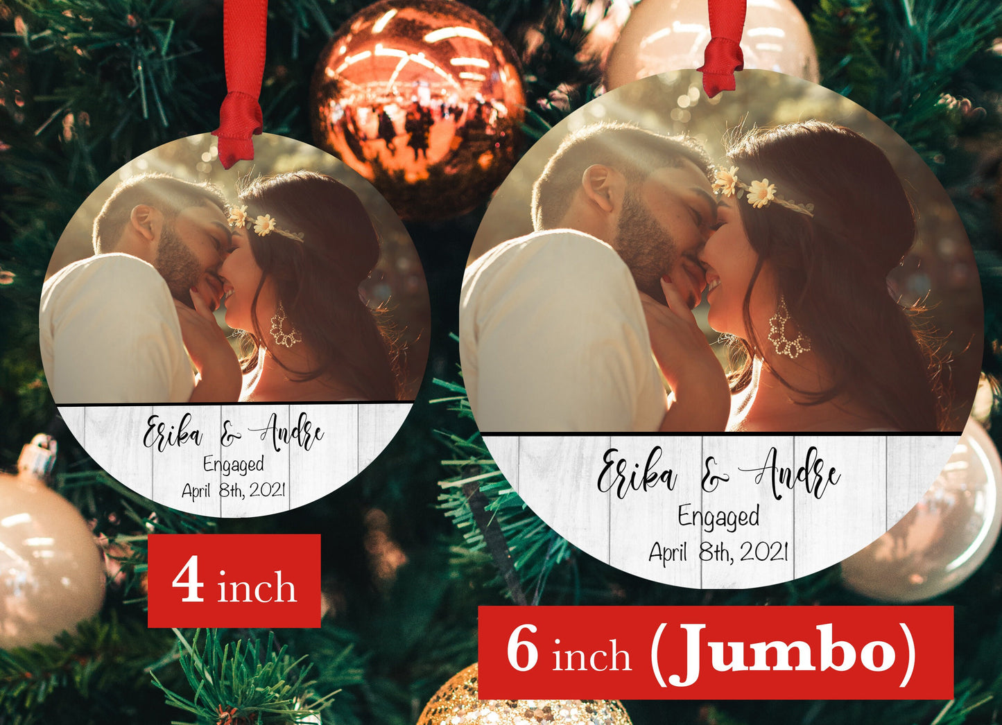 Personalized Engaged Ornament, Custom Christmas Marriage Ornament Picture 2021, Christmas Photo 2020 Ornament, Gift for Newly Married