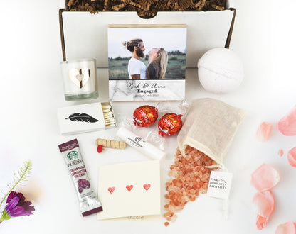 Personalized Engagement Frame Gift - Printed Photo Block 4" or 6" - Custom Engagement Gift For Couple - Newly Engaged Gift for Couple - Shiner Photo