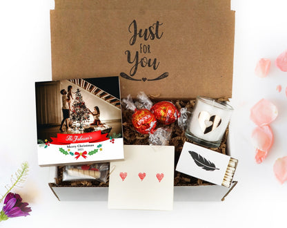 Personalized Family Photo Gift Box - 4" or 6" Photo Block w/ Handwritten Card - Housewarming Gift - Gift For Family - Gift For HimShinerDecor