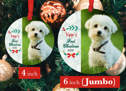 Personalized Dog's First Christmas Ornament (Jumbo) - Shiner Photo