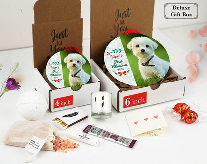 Personalized Dog's First Christmas Ornament (Jumbo) - Shiner Photo